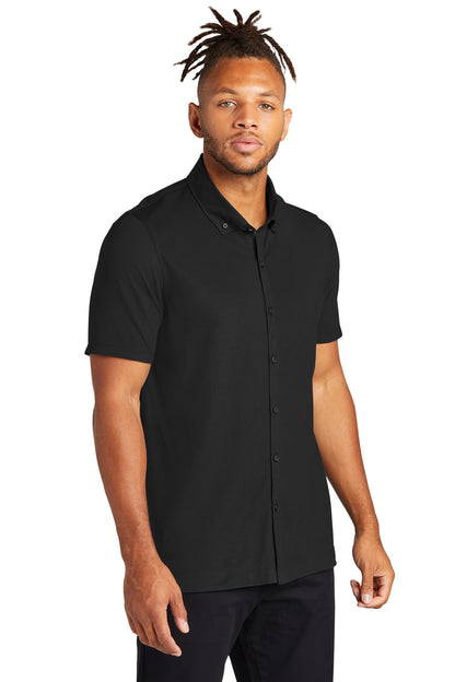 DeepBlack Mercer+Mettle Stretch Pique Full-Button Polo MM1006 plain