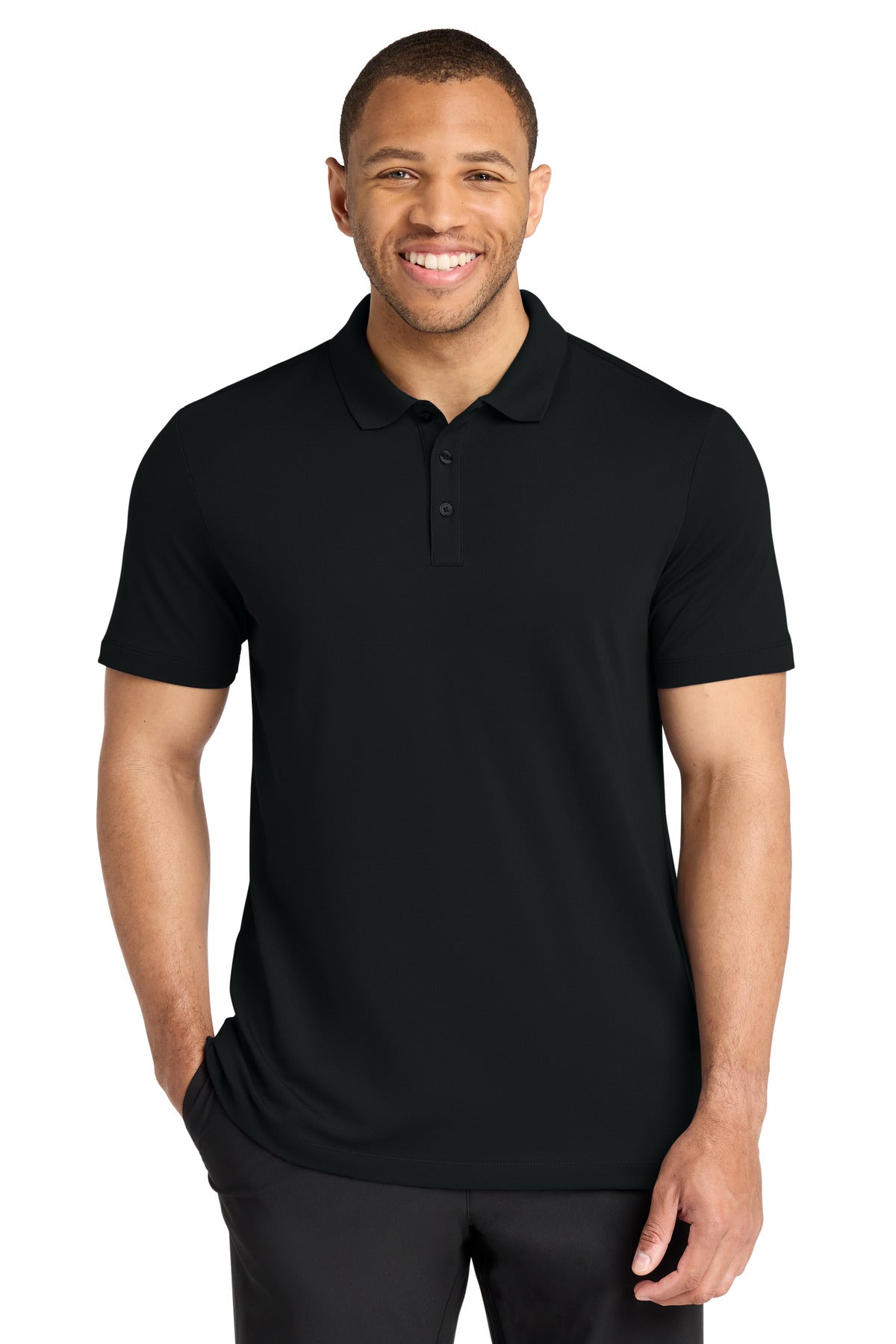 DeepBlack Mercer+Mettle Stretch Pique Polo MM1004
