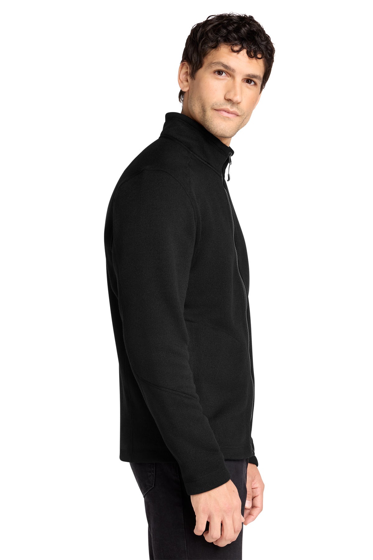 DeepBlack Port Authority Arc Sweater Fleece Jacket F428 plain