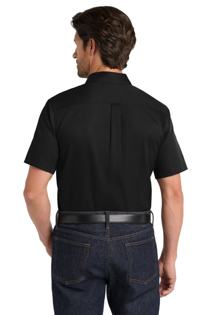 DeepBlack Port Authority Short Sleeve SuperPro React Twill Shirt. W809 plain