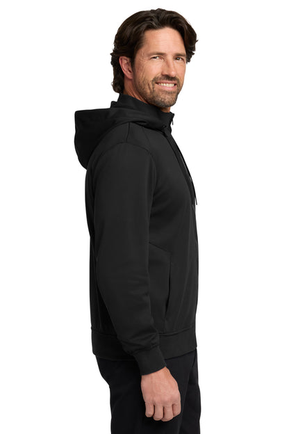 DeepBlack Port Authority Smooth Fleece Hooded Jacket F814 plain