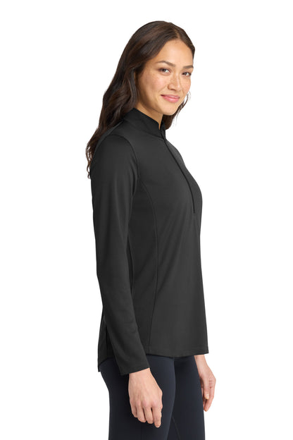 DeepBlack Port Authority Women's Dry Zone UV Micro-Mesh 1/4-Zip LK112 plain