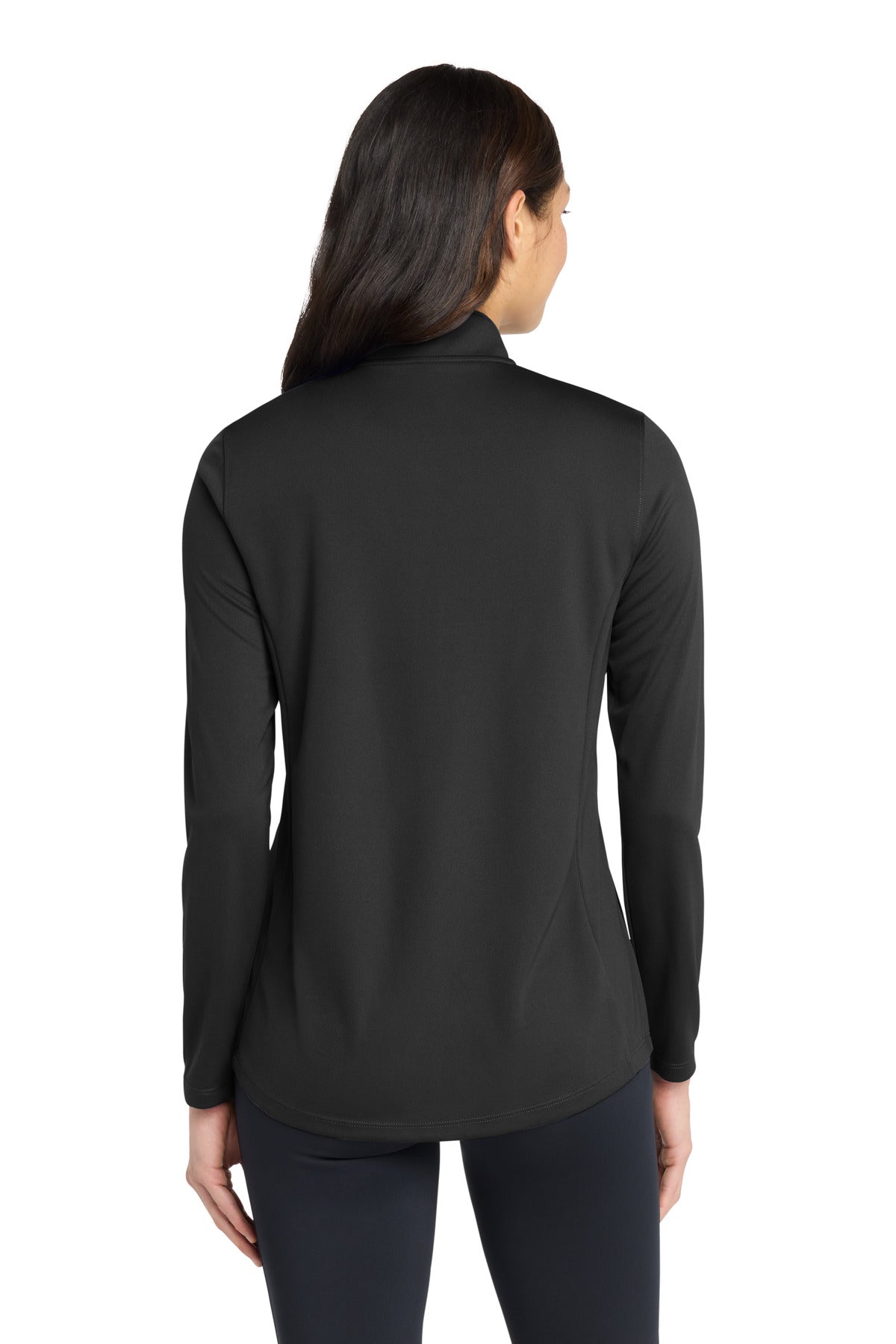 DeepBlack Port Authority Women's Dry Zone UV Micro-Mesh 1/4-Zip LK112 plain