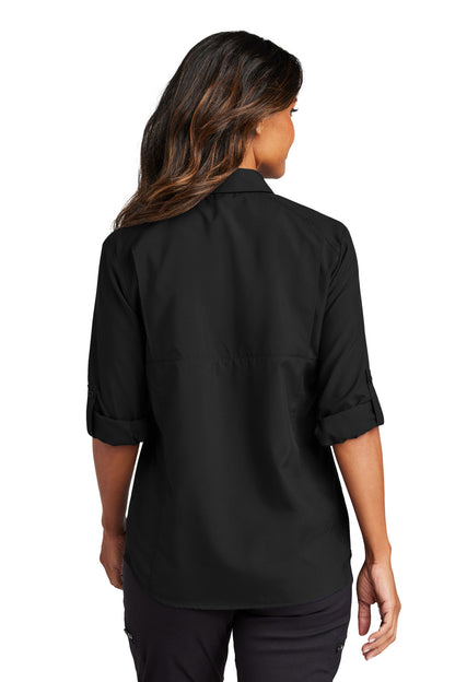 DeepBlack Port Authority Women's Long Sleeve UV Daybreak Shirt LW960 plain