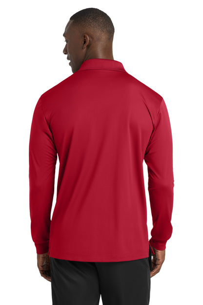 DeepRed Sport-Tek Long Sleeve Micropique Sport-Wick Polo. ST657 plain