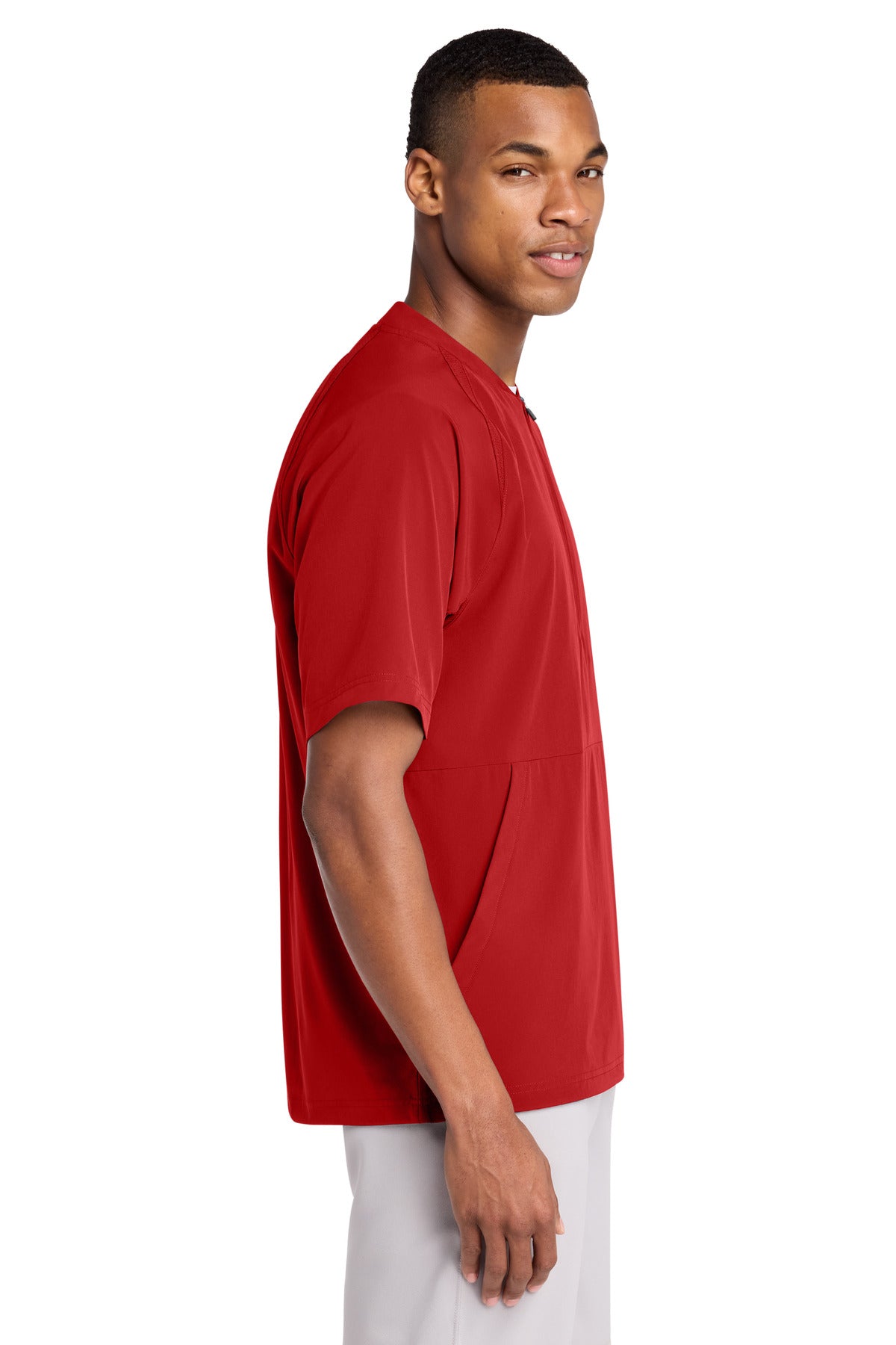 DeepRed Sport-Tek Repeat 1/2-Zip Short Sleeve Jacket JST489