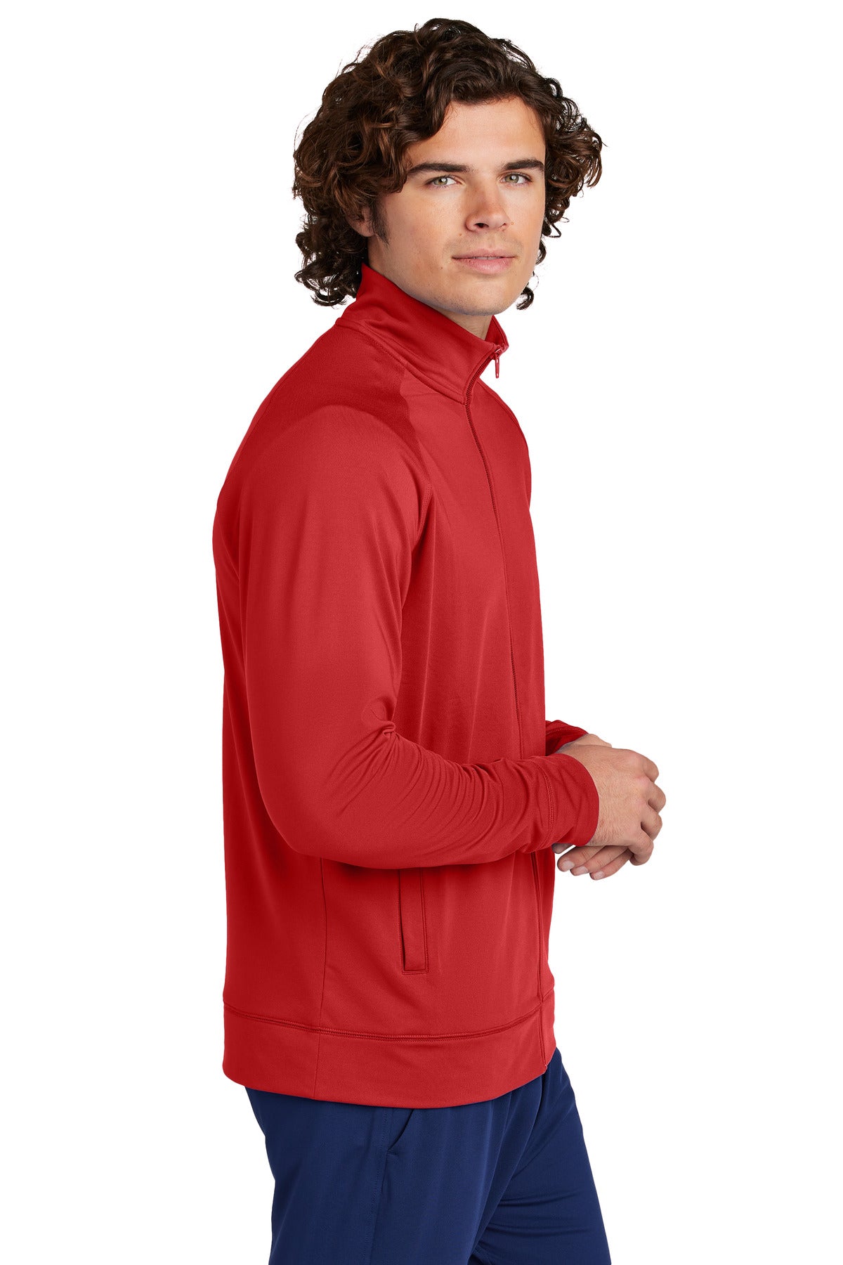 DeepRed Sport-Tek Sport-Wick Stretch Full-Zip Cadet Jacket ST857 plain
