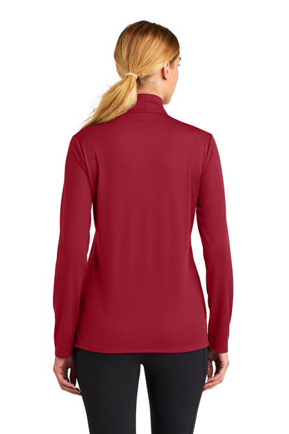 DeepRed Sport-Tek Women's Micropique Sport-Wick 1/4-Zip LST672 plain