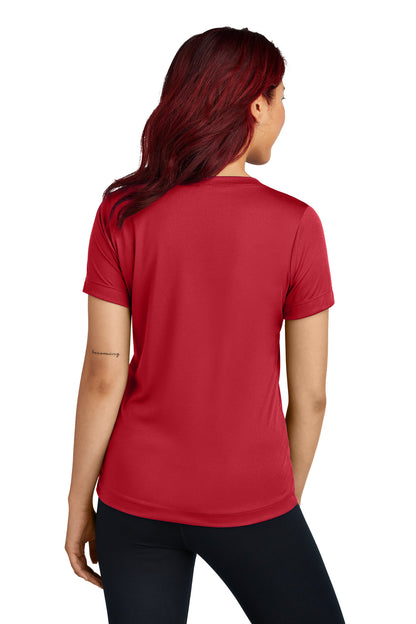 DeepRed Sport-Tek Women's PosiCharge Competitor V-Neck Tee. LST353 plain
