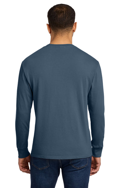 Denim Blue Port & Co Beach Wash Garment-Dyed Long Sleeve Tee PC099LS plain