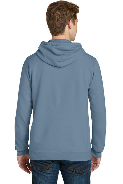 Denim Blue Port & Co Beach Wash Garment-Dyed Pullover Hooded Sweatshirt. PC098H plain