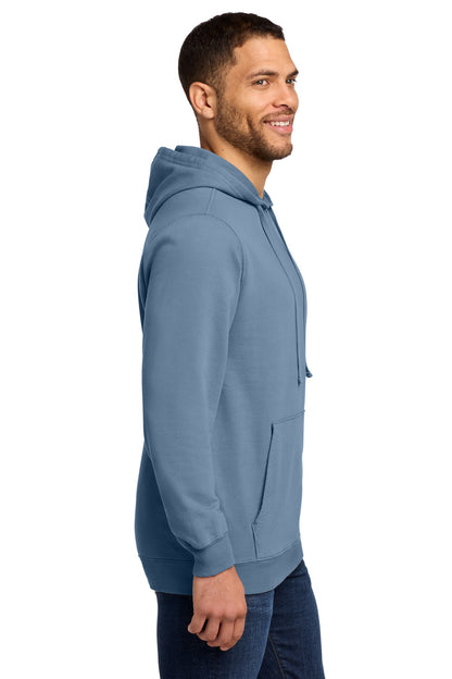 Denim Blue Port & Co Beach Wash Garment-Dyed Pullover Hooded Sweatshirt. PC098H plain
