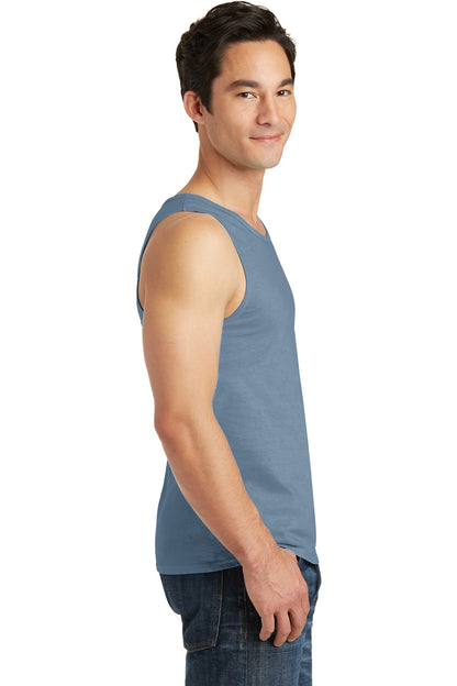 Denim Blue Port & Co Beach Wash Garment-Dyed Tank. PC099TT plain