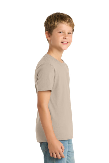 Desert Sand Port & Co Youth Core Blend Tee. PC55Y plain