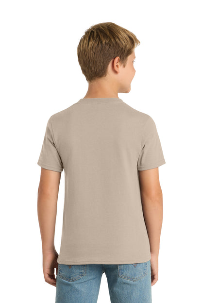 Desert Sand Port & Co Youth Core Blend Tee. PC55Y plain