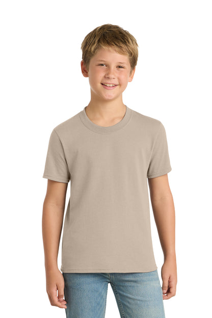 Desert Sand Port & Co Youth Core Blend Tee. PC55Y plain