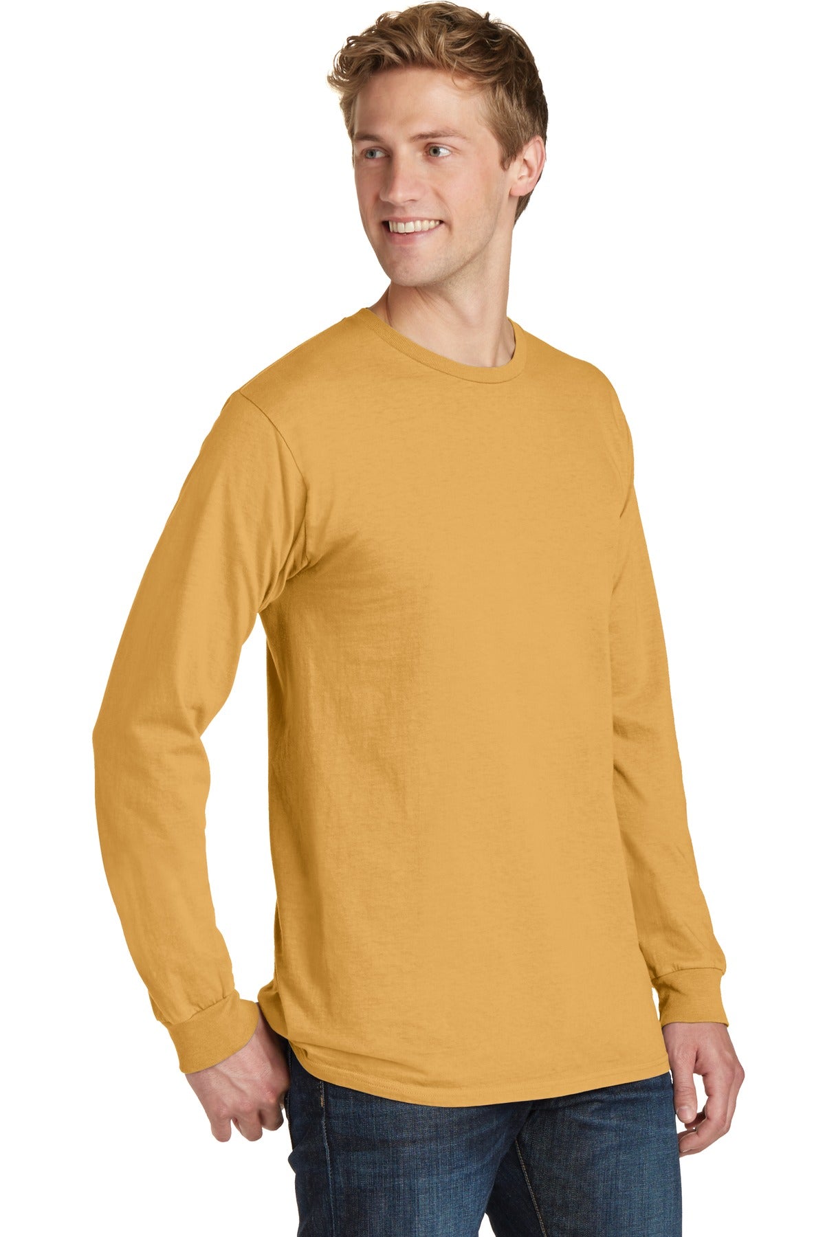 Dijon Port & Co Beach Wash Garment-Dyed Long Sleeve Tee PC099LS plain