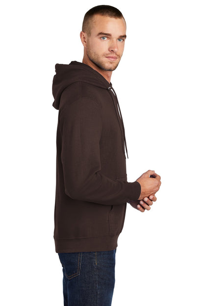 Dk Choc Brown Port & Co Core Fleece Pullover Hooded Sweatshirt. PC78H plain
