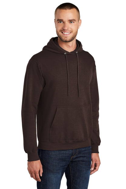 Dk Choc Brown Port & Co Core Fleece Pullover Hooded Sweatshirt. PC78H
