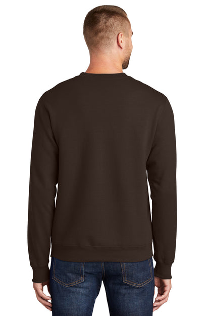 Dk Choc Brown Port & Co Essential Fleece Crewneck Sweatshirt. PC90 plain