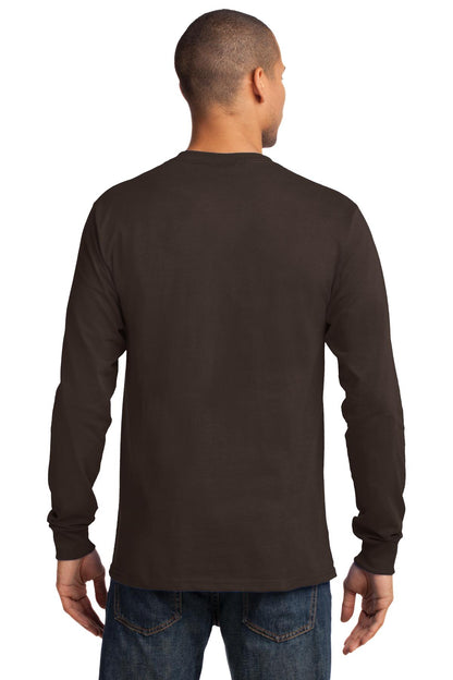 Dk Choc Brown Port & Co Long Sleeve Essential Tee. PC61LS plain