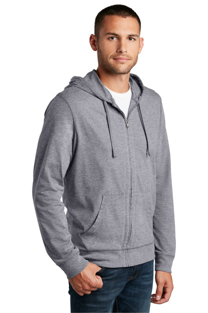 Dk Hthr Grey District Jersey Full-Zip Hoodie. DT1100 plain