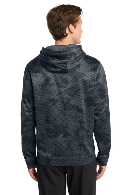 Dk Smoke Grey Sport-Tek Sport-Wick CamoHex Fleece Hooded Pullover. ST240 plain