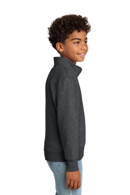 DkHtGry Port & Co Youth Core Fleece 1/4-Zip Pullover Sweatshirt PC78YQ plain