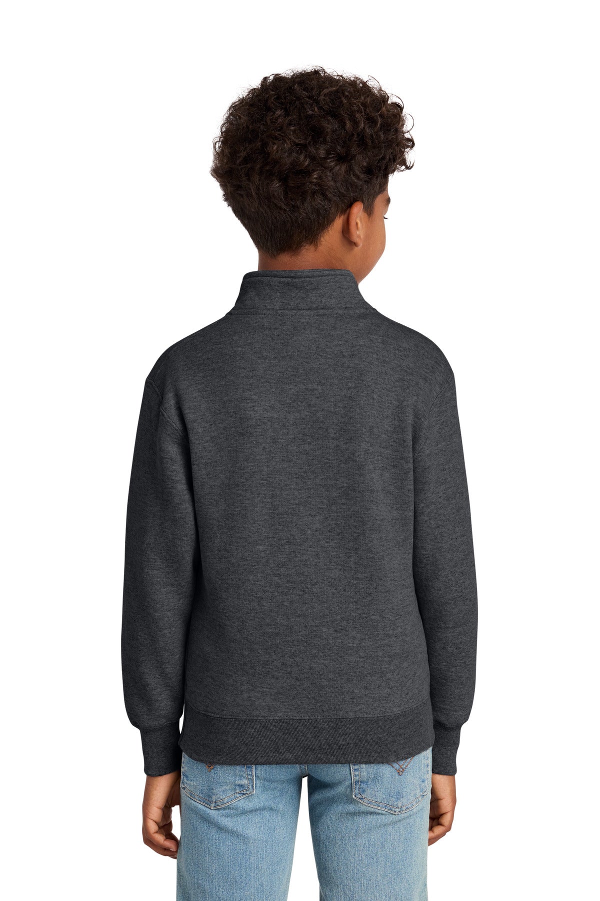 DkHtGry Port & Co Youth Core Fleece 1/4-Zip Pullover Sweatshirt PC78YQ plain