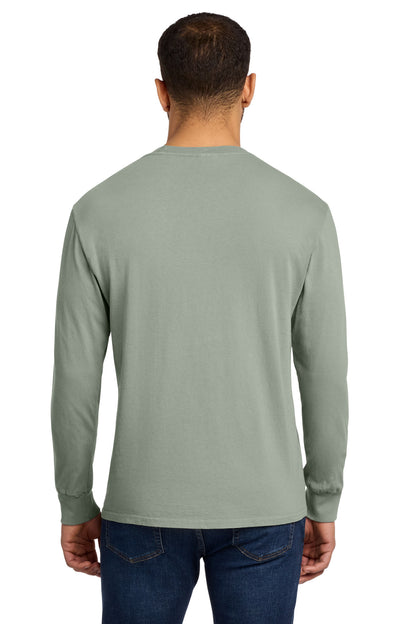 DoveGrey Port & Co Beach Wash Garment-Dyed Long Sleeve Tee PC099LS plain