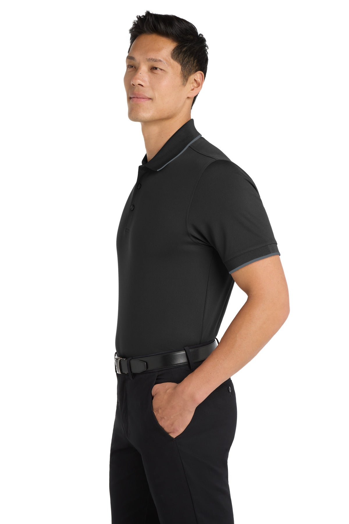 Dp Black/Graph Port Authority Dry Zone UV Micro-Mesh Tipped Polo. K111 plain