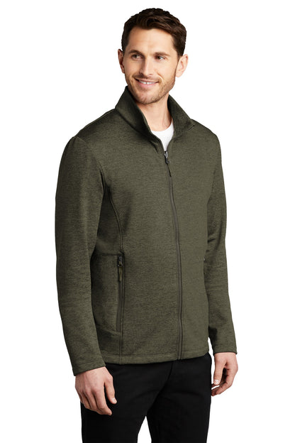 Dp Olive Hthr Port Authority Collective Striated Fleece Jacket. F905 plain