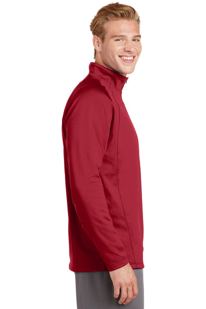 Dp Red/Silver Sport-Tek Sport-Wick Fleece 1/4-Zip Pullover. F243 plain