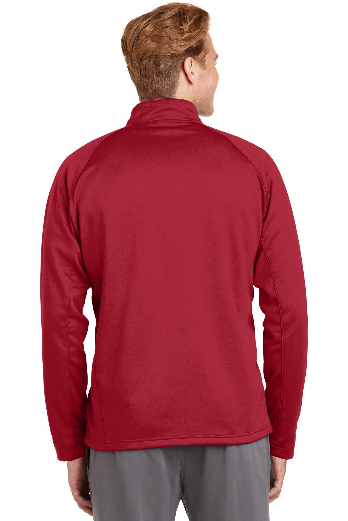 Dp Red/Silver Sport-Tek Sport-Wick Fleece 1/4-Zip Pullover. F243 plain