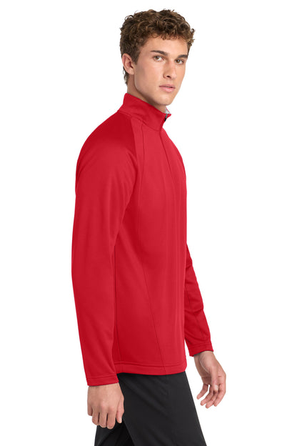 Dp Red/Silver Sport-Tek Sport-Wick Fleece 1/4-Zip Pullover. F243 plain