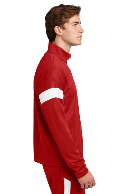 DpRd/Wht Sport-Tek Travel Full-Zip Jacket ST800 plain