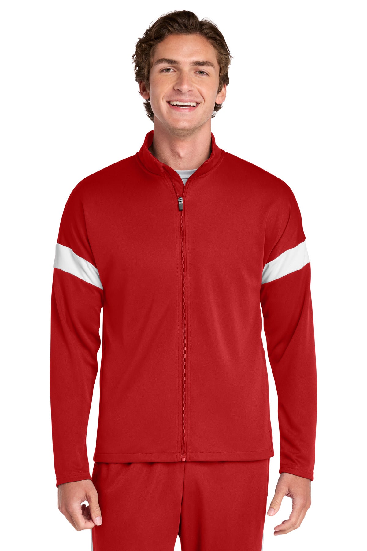 DpRd/Wht Sport-Tek Travel Full-Zip Jacket ST800