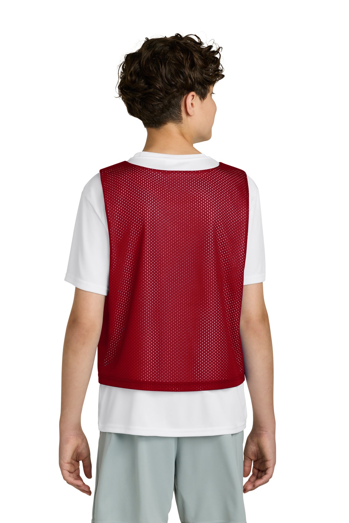 DpRd/Wht Sport-Tek Youth Lacrosse Reversible Pinnie YST512 plain