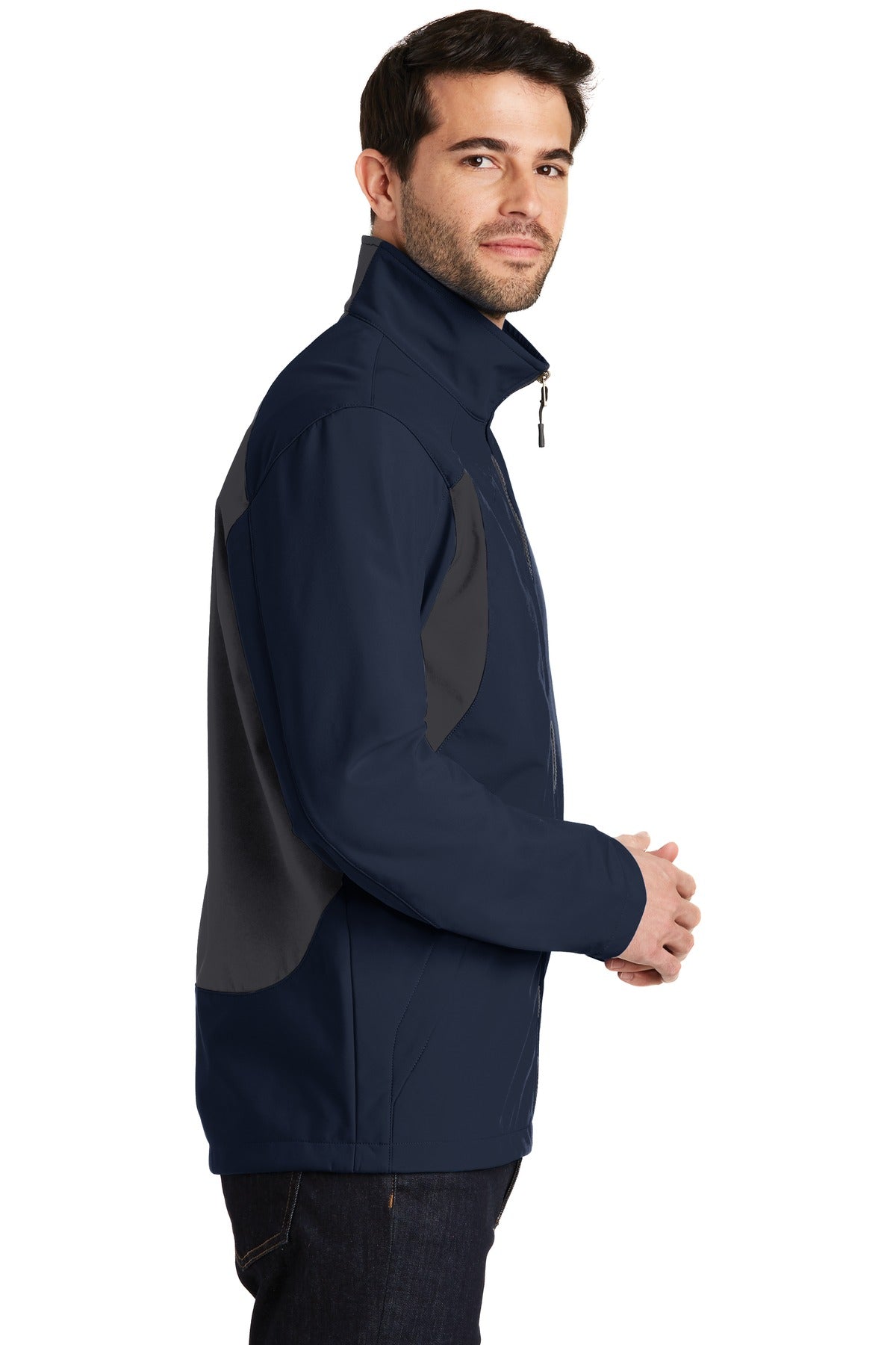 Dr Bl Nvy/B Gy Port Authority Back-Block Soft Shell Jacket. J336 plain