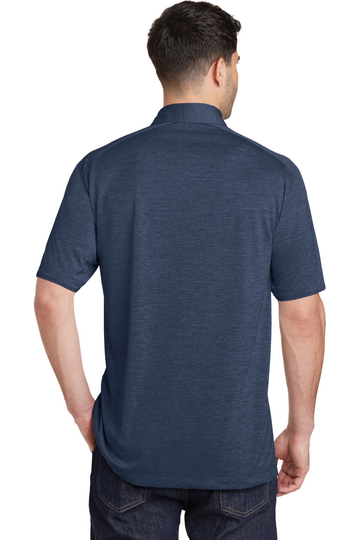 Dress Blue Nvy Port Authority Digi Heather Performance Polo. K574 plain