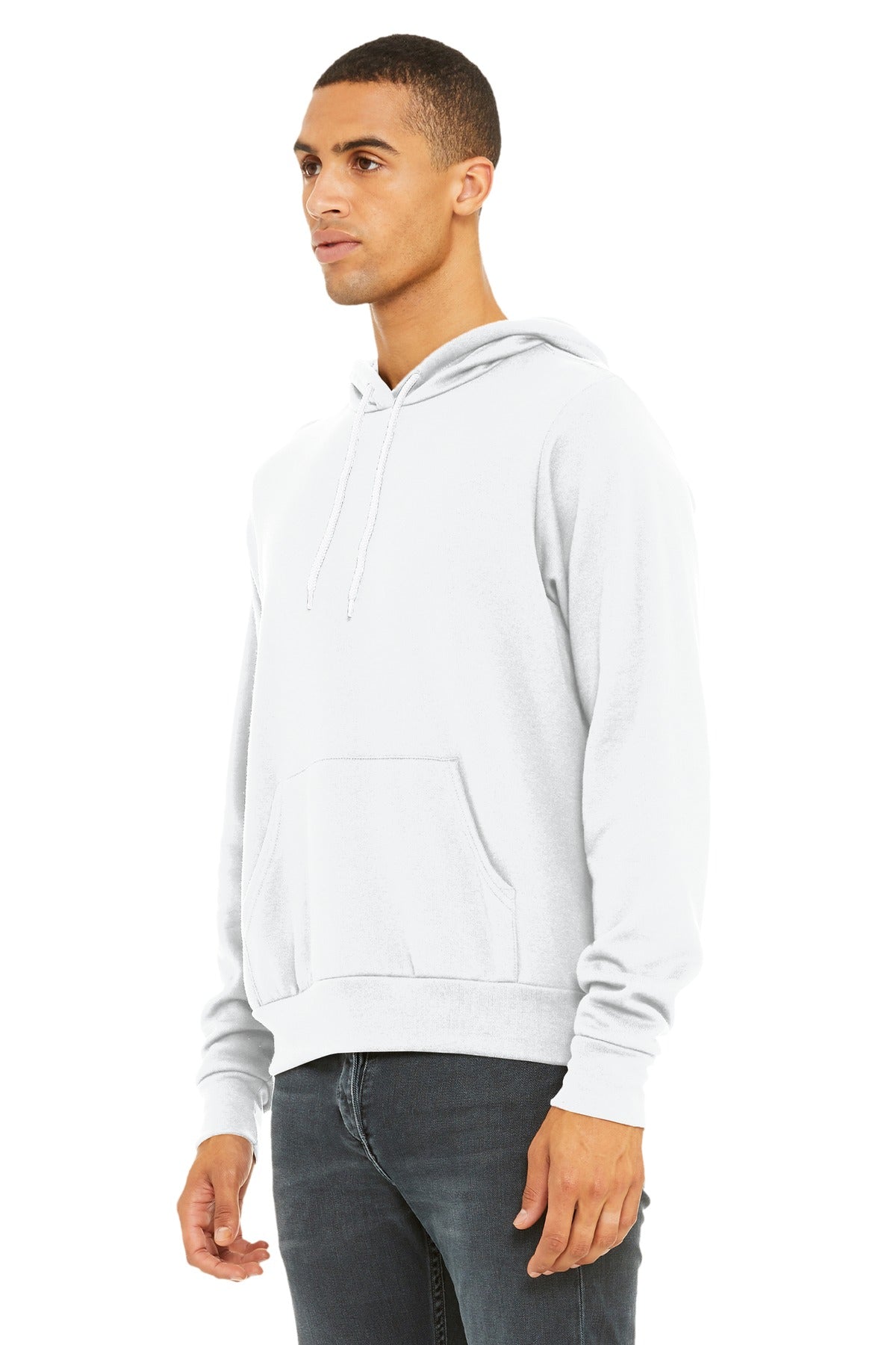 DTG White BELLA+CANVAS Unisex Sponge Fleece Pullover Hoodie. BC3719 plain