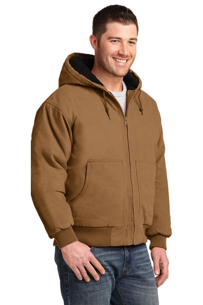 Duck Brown CornerStone Washed Duck Cloth Insulated Hooded Work Jacket. CSJ41 plain