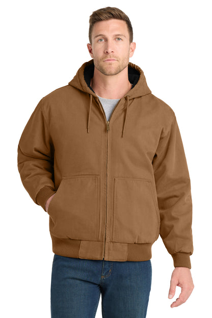 Duck Brown CornerStone Washed Duck Cloth Insulated Hooded Work Jacket. CSJ41 plain