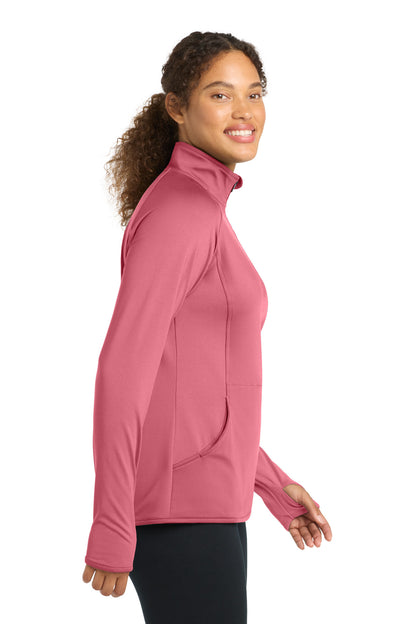 Dusty Rose Sport-Tek Women's Sport-Wick Stretch 1/4-Zip Pullover. LST850 plain