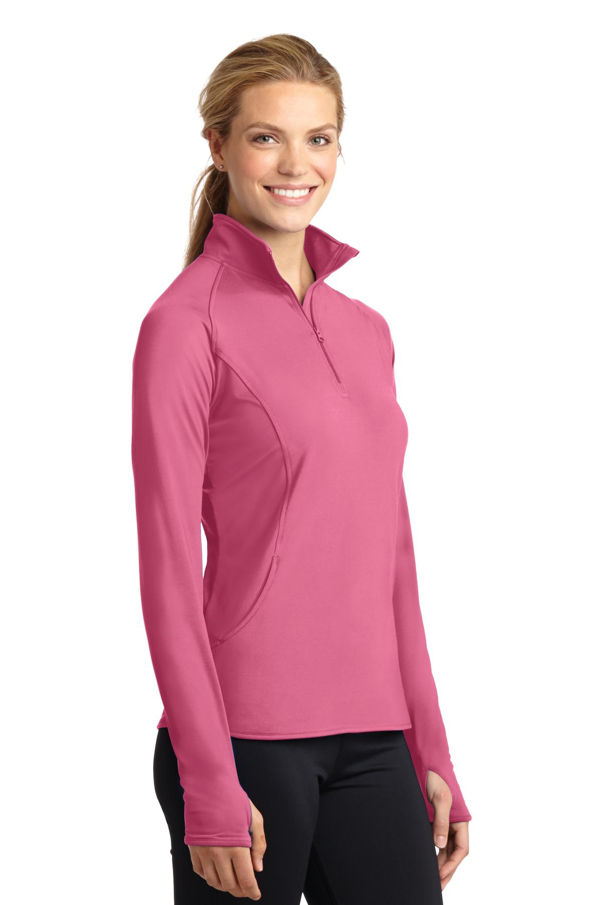 Dusty Rose Sport-Tek Women's Sport-Wick Stretch 1/4-Zip Pullover. LST850 plain