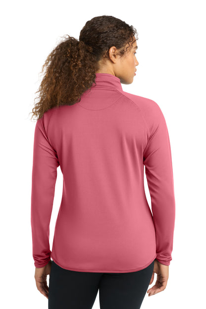 Dusty Rose Sport-Tek Women's Sport-Wick Stretch 1/4-Zip Pullover. LST850 plain