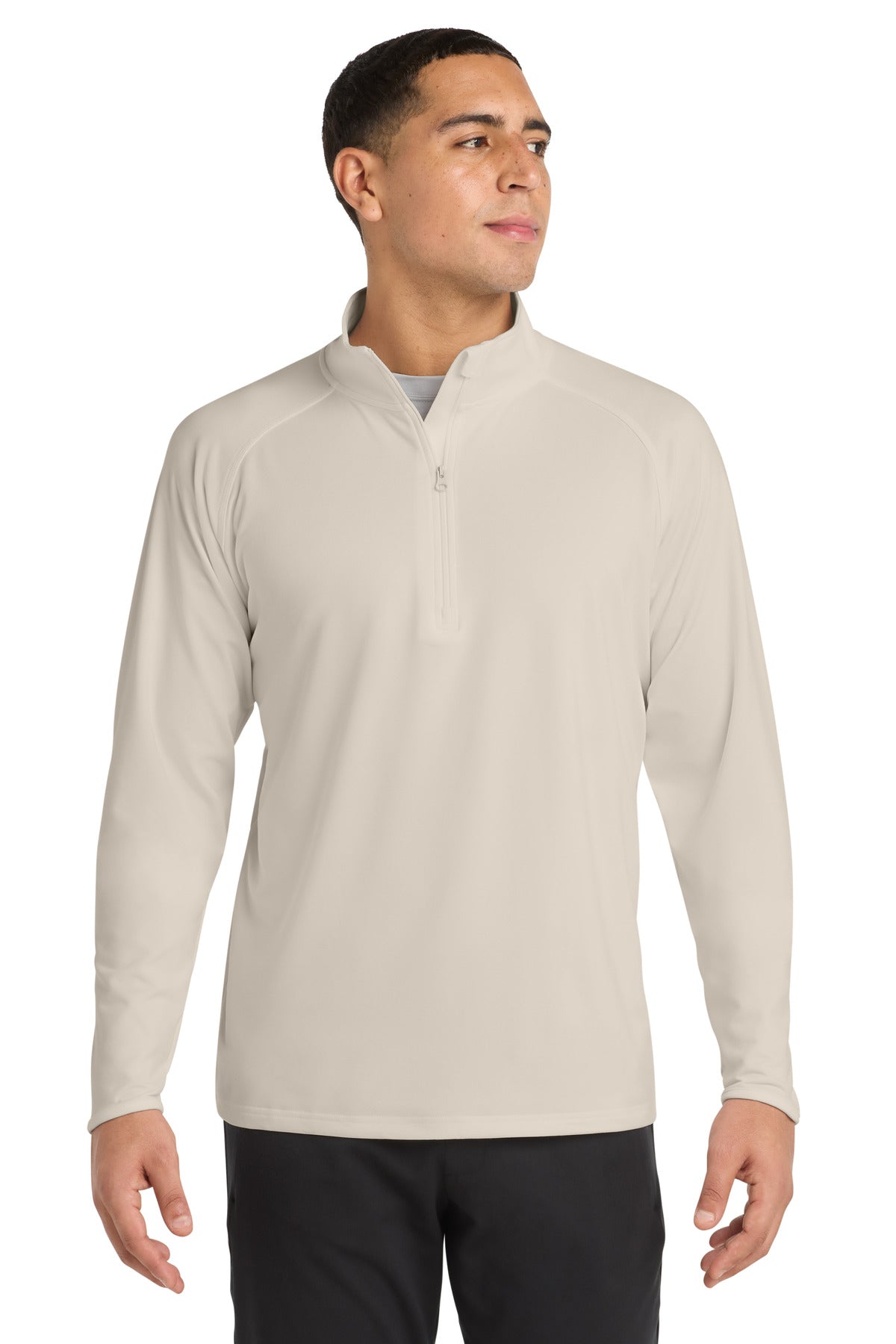 Ecru Sport-Tek Sport-Wick Stretch 1/4-Zip Pullover. ST850