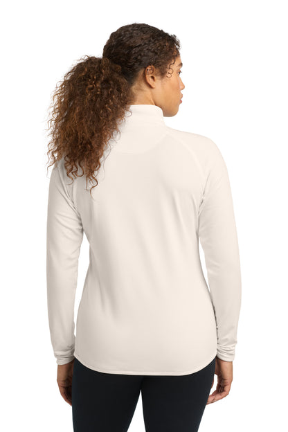 Ecru Sport-Tek Women's Sport-Wick Stretch 1/4-Zip Pullover. LST850