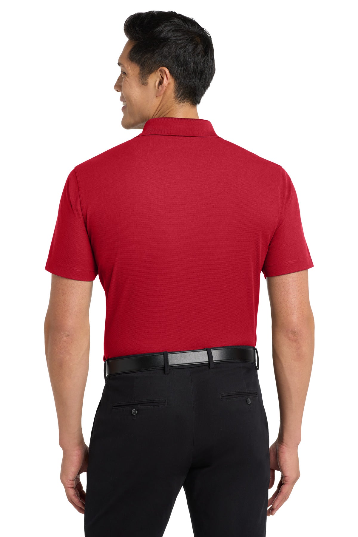 Engine Red Port Authority Dry Zone Grid Polo. K572 plain
