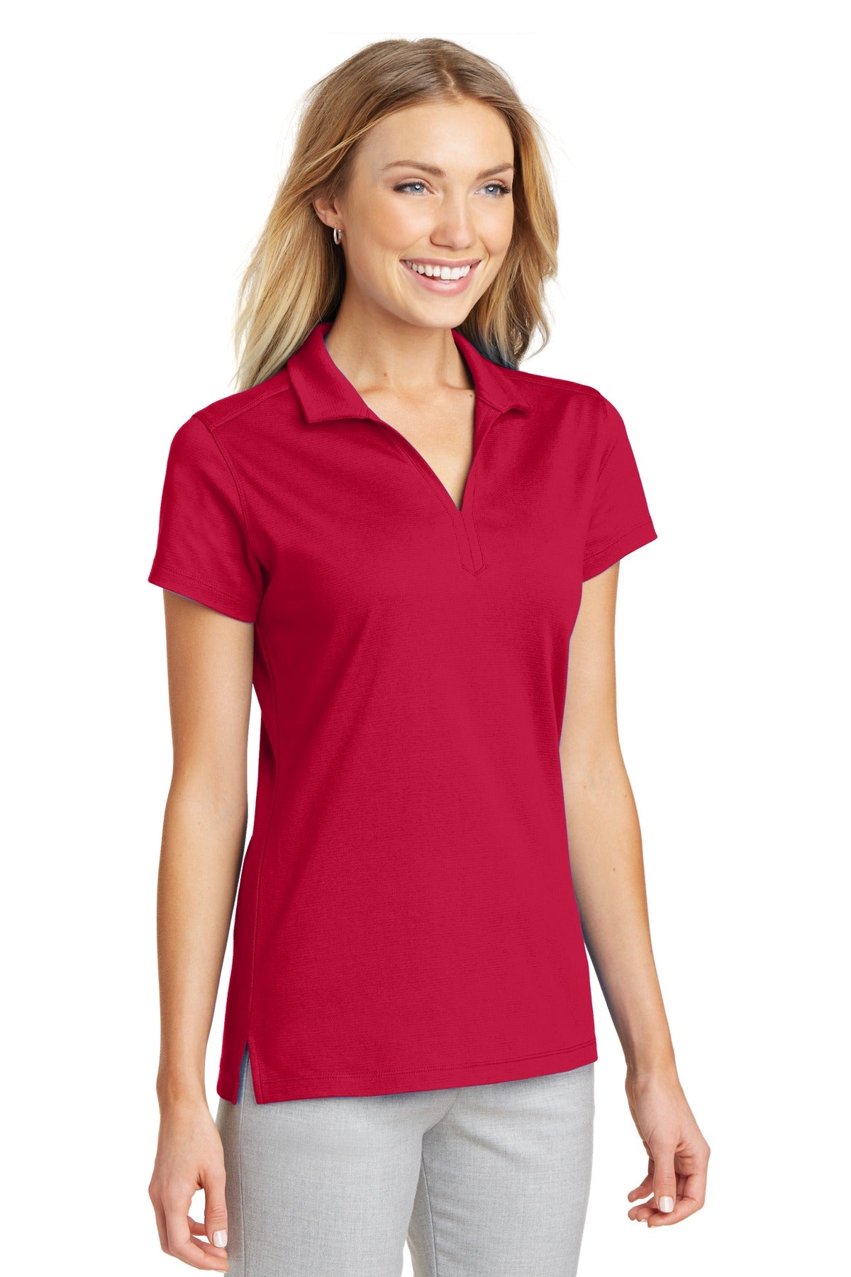 Engine Red Port Authority Women's Rapid Dry Mesh Polo. L573 plain